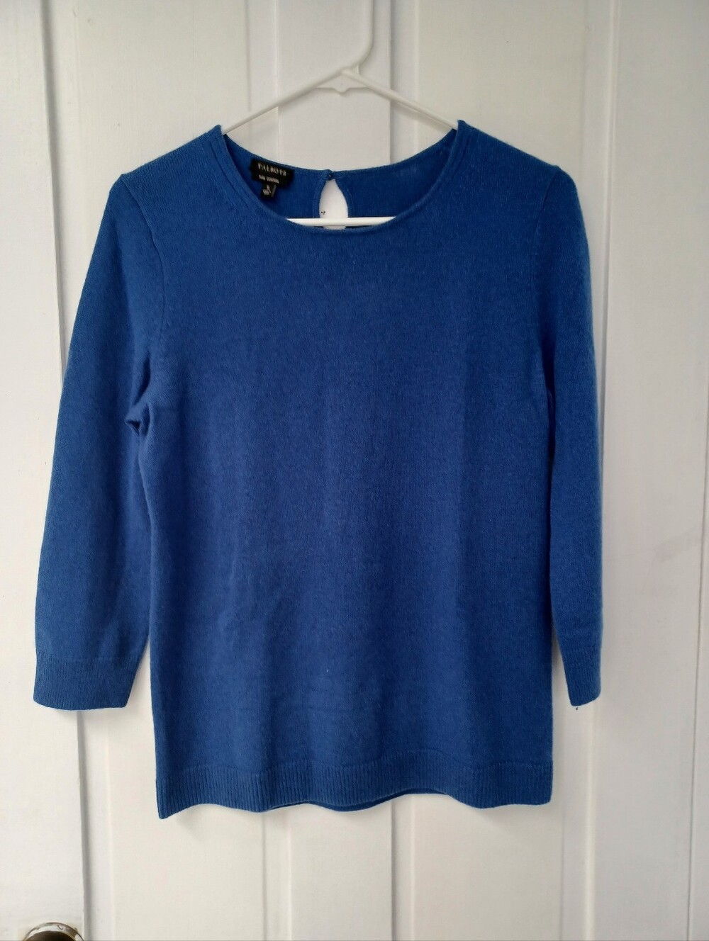 Talbots Pure Cashmere Classic Royal Blue Crewneck Sweater